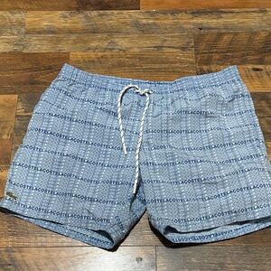 Lacoste Patterned Blue Swim Trunks